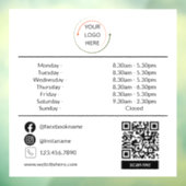 ロゴカスタムとQRが付いた営業時間枠 ウィンドウサイン (シート3)