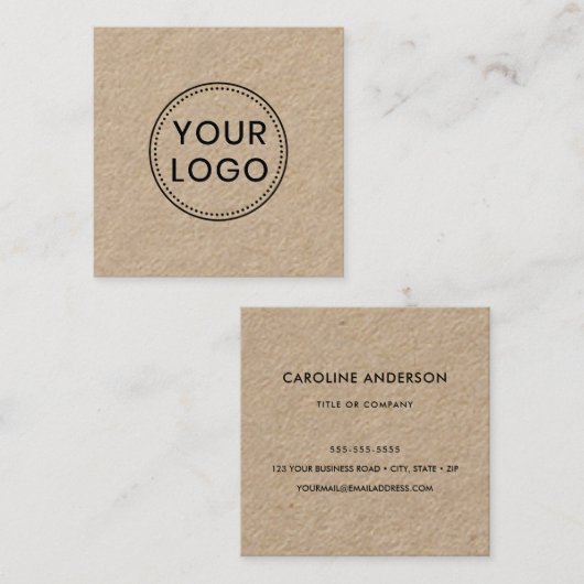 ロゴカスタムの粗野なクラフトスクエアプロフェッショナル スクエア名刺 (正面/裏面)