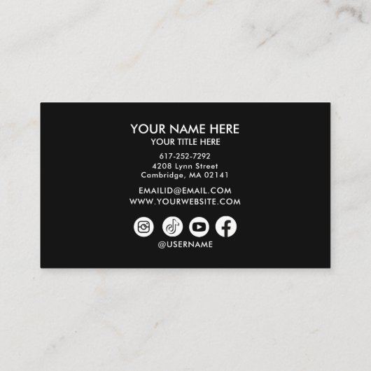 ロゴカスタムの追加サークルプロフェッショナル黒 名刺 (裏面)