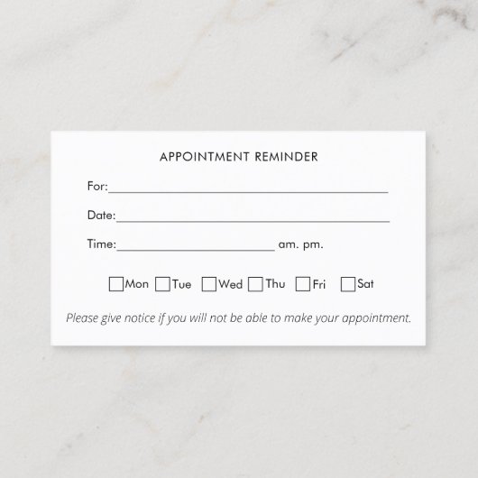 ロゴカスタムの追加プロフェッショナルアポイントメントアラーム 名刺 (裏面)