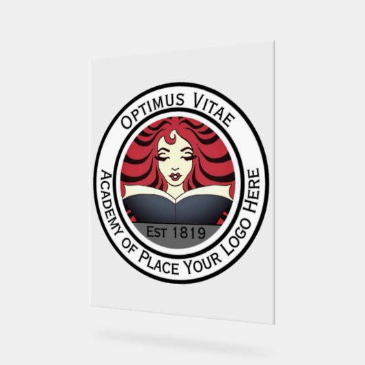 ロゴカスタムをここにイメージのビジネス アクリルサイン (傾斜)