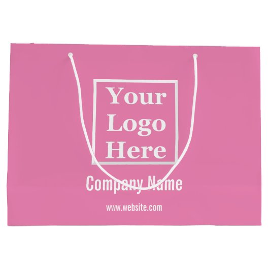 ロゴカスタムをピンクで表示 ラージペーパーバッグ (裏面)
