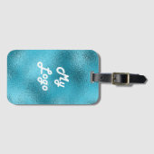 ロゴカスタムイメージビジネスブルーメタル ラゲッジタグ (正面横)