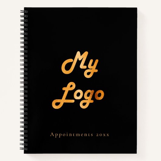 ロゴカスタムイメージビジネス黒金ゴールド ノートブック (正面)