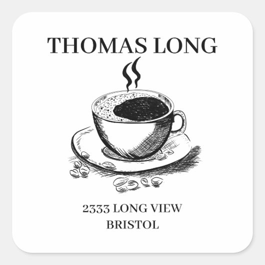 ロゴカスタムコーヒー木工木工事業 スクエアシール (正面)