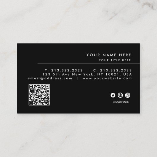ロゴカスタムサークルプロフェッショナルQRコードの追加 名刺 (裏面)