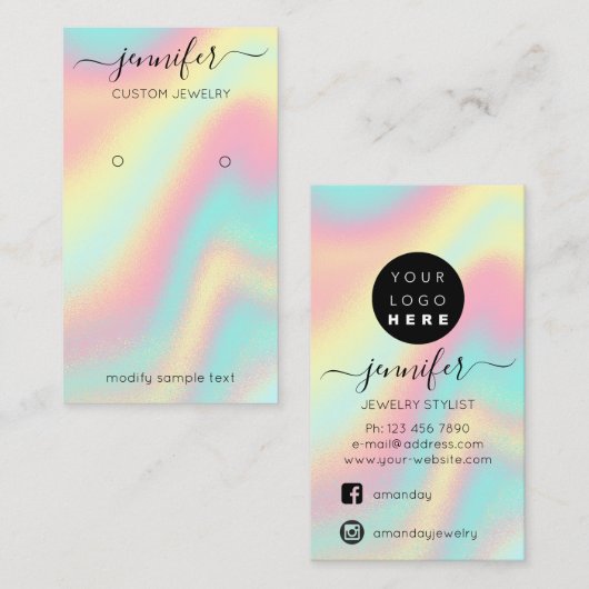 ロゴカスタムジュエリーカードソーシャルホログラフィー 名刺 (正面/裏面)