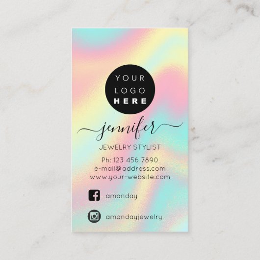 ロゴカスタムジュエリーカードソーシャルホログラフィー 名刺 (裏面)