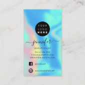 ロゴカスタムジュエリーカードソーシャルホログラフブルー 名刺 (裏面)
