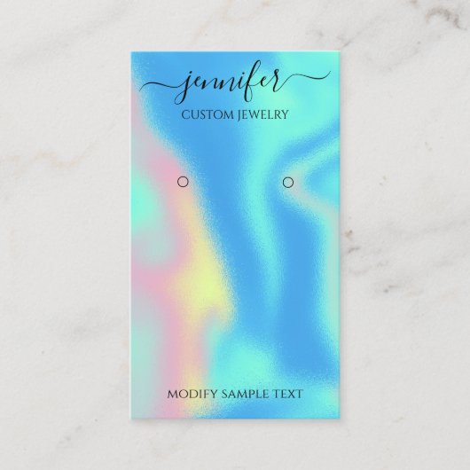 ロゴカスタムジュエリーカードソーシャルホログラフブルー 名刺 (正面)