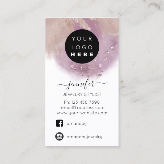 ロゴカスタムジュエリーカードソーシャルメディアナスRos 名刺 (裏面)