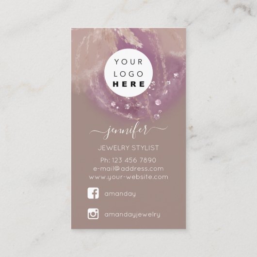 ロゴカスタムジュエリーカードソーシャルメディアフローラバラ 名刺 (裏面)