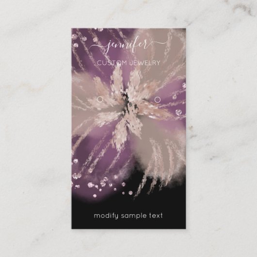 ロゴカスタムジュエリーカードソーシャルメディアフローラブラック 名刺 (正面)