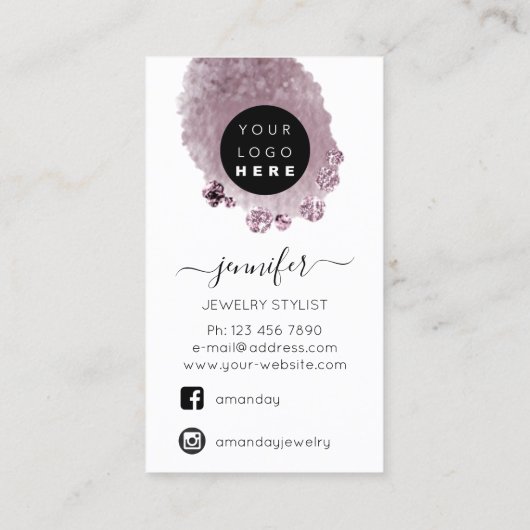 ロゴカスタムジュエリーカードソーシャルメディアフローラ 名刺 (裏面)