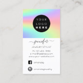 ロゴカスタムジュエリーカードソーシャルメディアホログラフィック 名刺 (裏面)