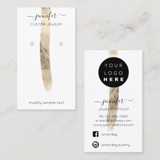 ロゴカスタムジュエリーカードソーシャルメディア金ゴールドストローク 名刺 (正面/裏面)