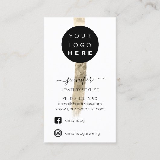 ロゴカスタムジュエリーカードソーシャルメディア金ゴールドストローク 名刺 (裏面)