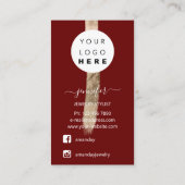 ロゴカスタムジュエリーカードソーシャルメディア金ゴールドマルーン 名刺 (裏面)