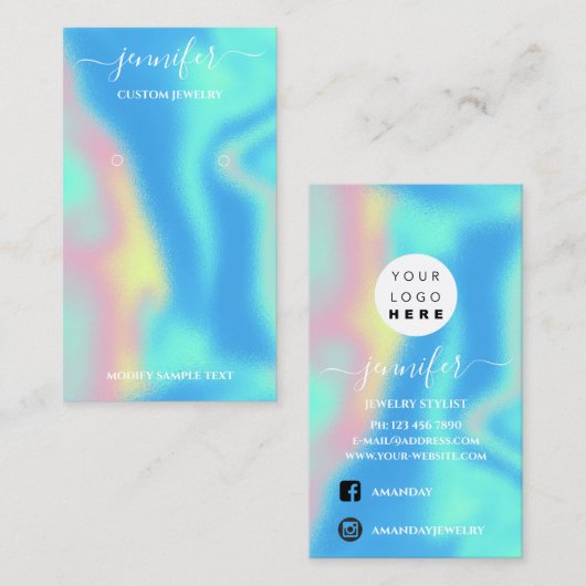 ロゴカスタムジュエリーカード社会自筆証書Glam 名刺 (正面/裏面)