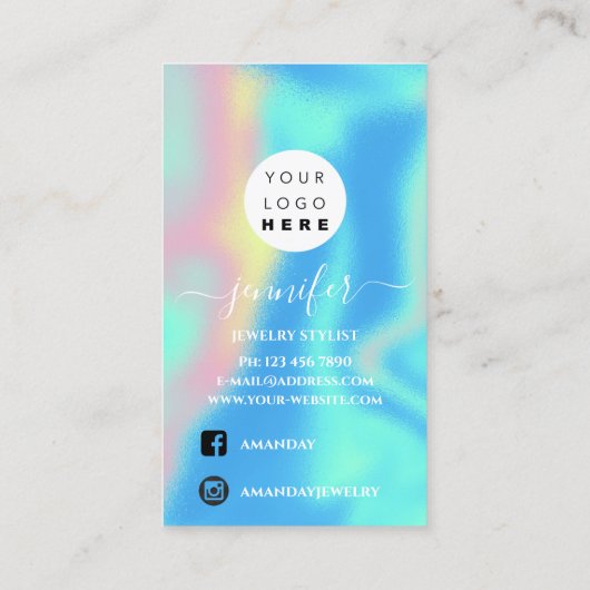 ロゴカスタムジュエリーカード社会自筆証書Glam 名刺 (裏面)