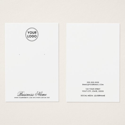 ロゴカスタムスエレガントクリプトのイヤリング表示カード (正面&裏面)