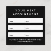 ロゴカスタムスクエアブラックアポイントメントカード 予約カード (正面)