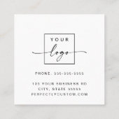 ロゴカスタムスクエアホワイトアポイントメントカード 予約カード (裏面)