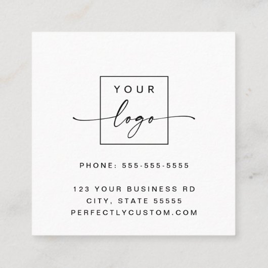 ロゴカスタムスクエアホワイトアポイントメントカード 予約カード (裏面)