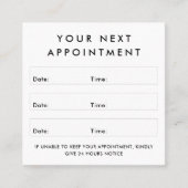 ロゴカスタムスクエアホワイトアポイントメントカード 予約カード (正面)