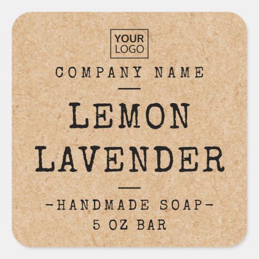 ロゴカスタムスクエアKraft紙ルック製品ラベル スクエアシール (正面)
