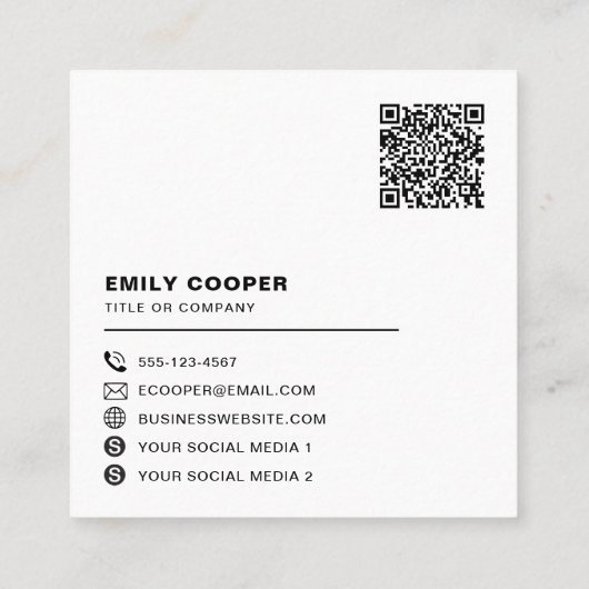 ロゴカスタムソーシャルメディアのアイコンQRコード熱ピンク スクエア名刺 (裏面)