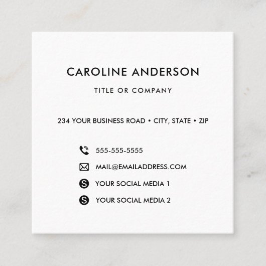 ロゴカスタムソーシャルメディアアイコンのネットワーク スクエア名刺 (正面)