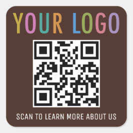 ロゴカスタムチョコレートブラウン付きQRコードシール スクエアシール