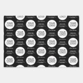 ロゴカスタムテキスト会社プロモーション ブラックを追加 ラッピングペーパーシート (正面)