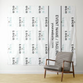 ロゴカスタムテキスト ハーフドロップ リピート 白い背景 タペストリー (インサイチュ(横))