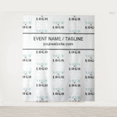 ロゴカスタムテキスト ハーフドロップ リピート 白い背景 タペストリー (正面)