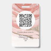 ロゴカスタムビジネススタッフ写真ピンクグリッター バッジ (裏面)