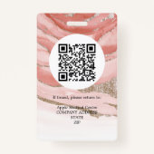 ロゴカスタムビジネススタッフ写真ピンクグリッター バッジ (裏面)