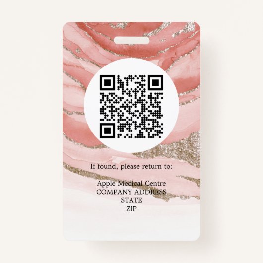 ロゴカスタムビジネススタッフ写真ピンクグリッター バッジ (裏面)