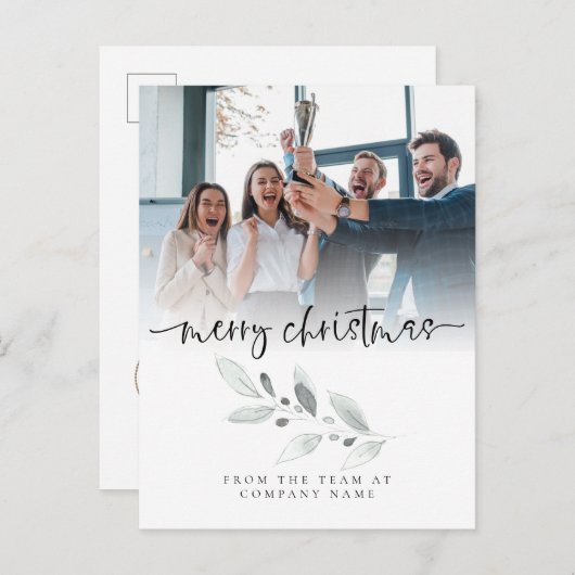 ロゴカスタムフォト会社の葉メリークリスマス ポストカード (正面/裏面)