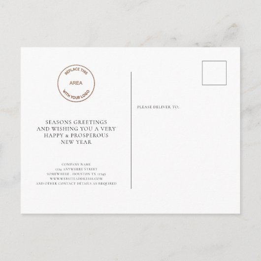 ロゴカスタムフォト会社の葉メリークリスマス ポストカード (裏面)