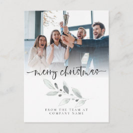 ロゴカスタムフォト会社の葉メリークリスマス ポストカード