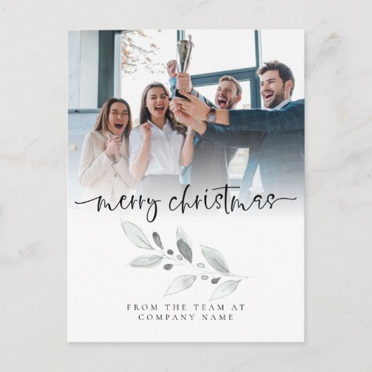 ロゴカスタムフォト会社の葉メリークリスマス ポストカード (正面)