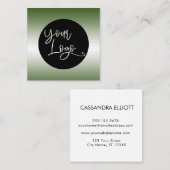 ロゴカスタムフォレストの緑と白の追加グラデーション スクエア名刺 (正面/裏面)