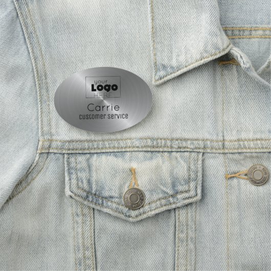 ロゴカスタムブラシ付きラジアルメタリックシルバースタッフ 名札 (インサイチュ)