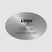 ロゴカスタムブラシ付きラジアルメタリックシルバースタッフ 名札 (正面)