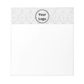ロゴカスタムホワイトバロックプリント ノートパッド (正面)