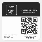 ロゴカスタムミニマルなソーシャルメディアアイコンQRコード スクエアシール (正面)