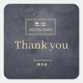 ロゴカスタムレストラン |ステッカーありがとう スクエアシール