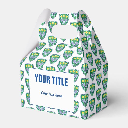 ロゴカスタム付きテニス誕生日パーティーお願いボックス フェイバーボックス (正面サイド)